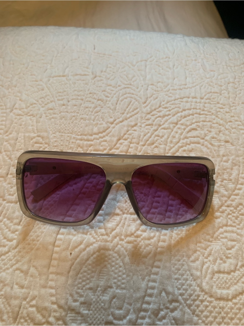 Louis Vuitton Translucent Gray Frame Sunglasses with Purple Lenses